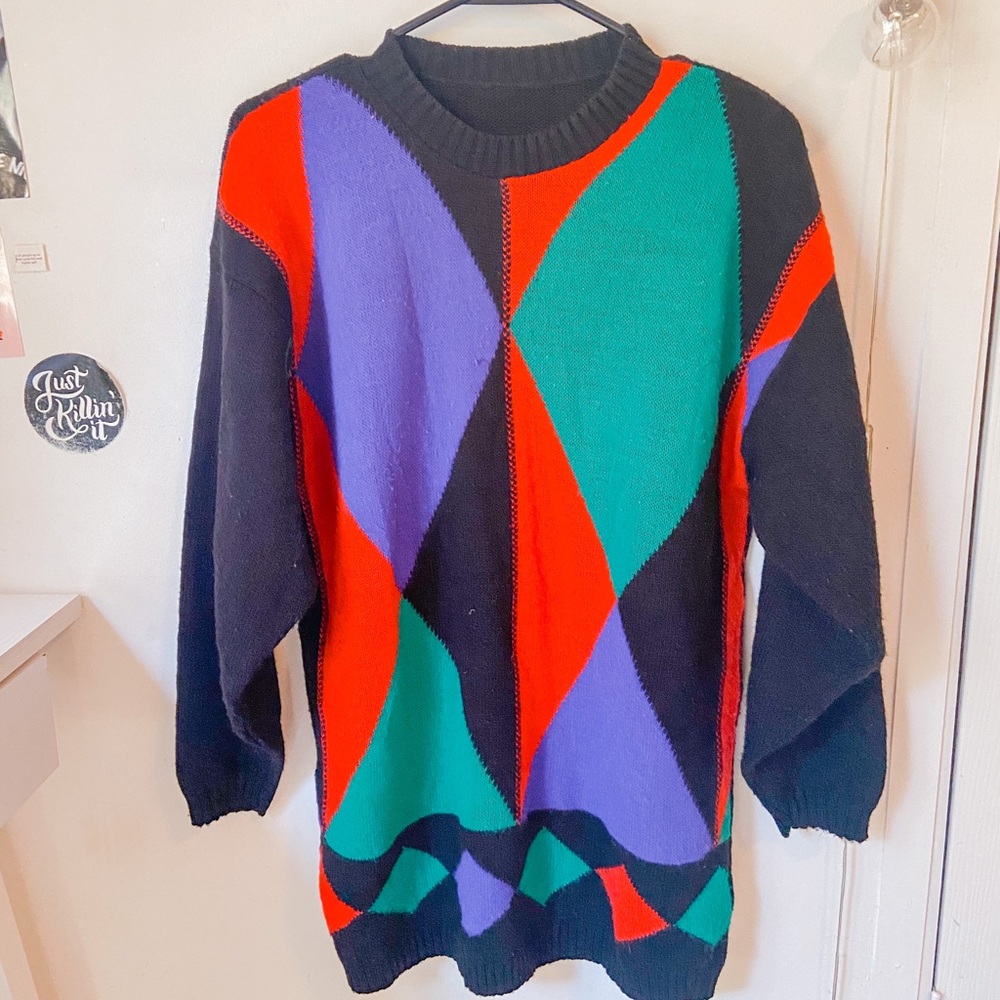 Vintage Color Block Sweater